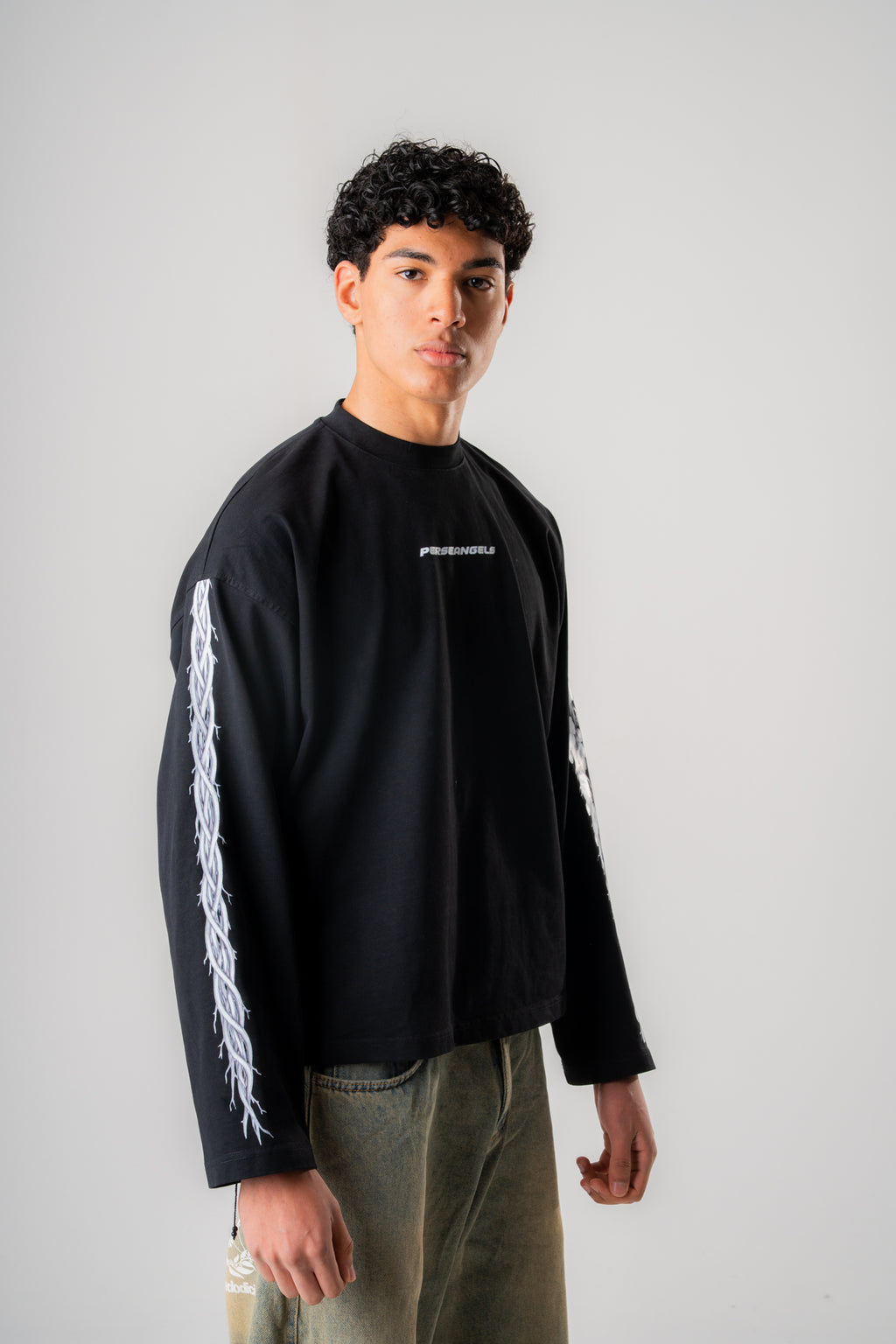 Longsleeve Cropped "EUPHORIA" White and Black