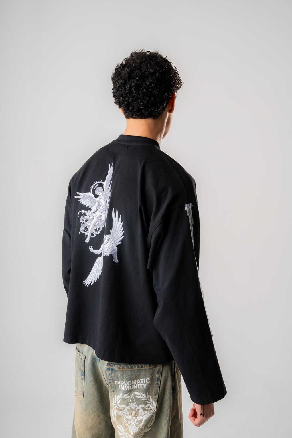 Longsleeve Cropped "EUPHORIA" White and Black