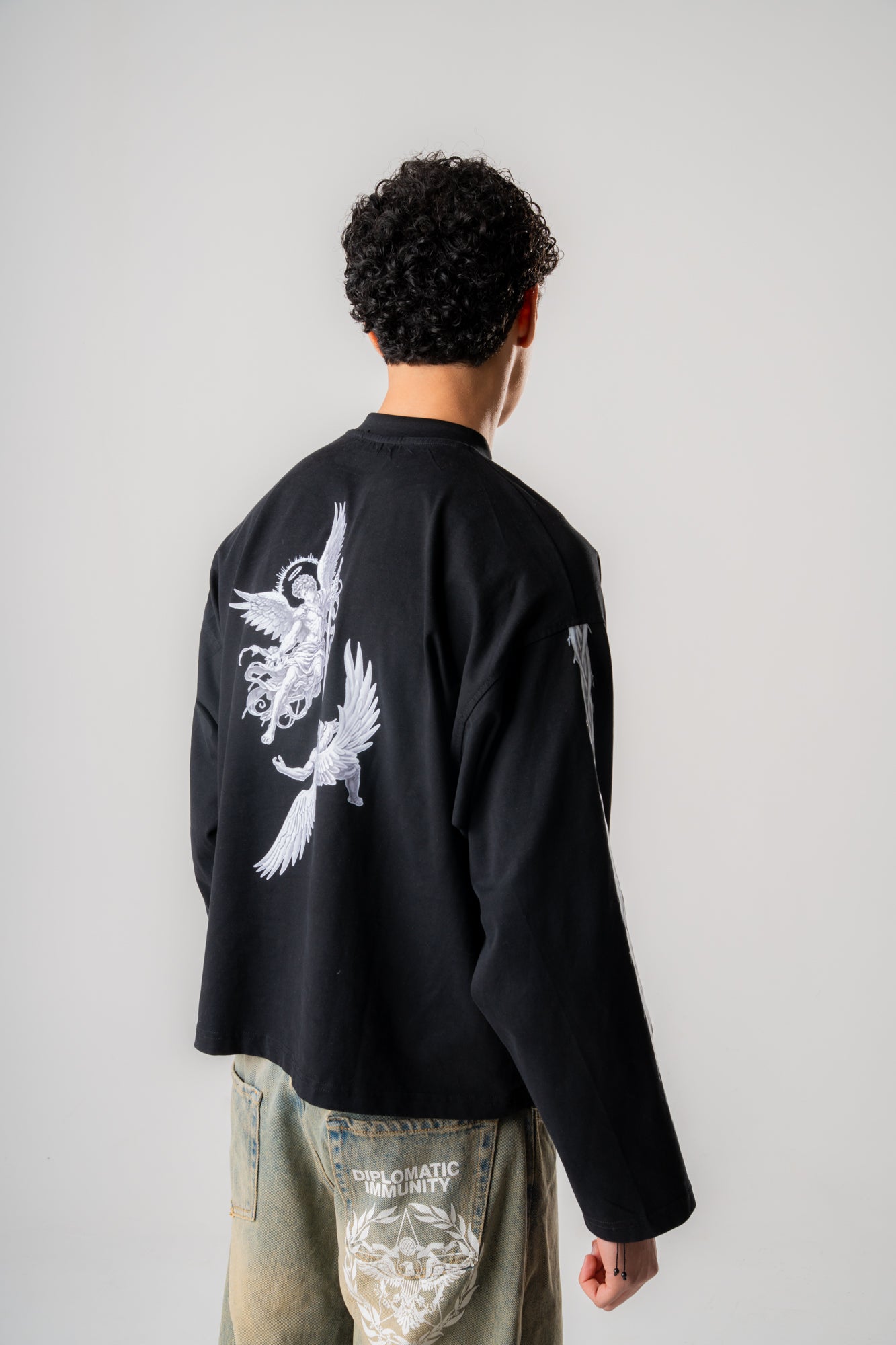 Longsleeve Cropped "EUPHORIA" White and Black