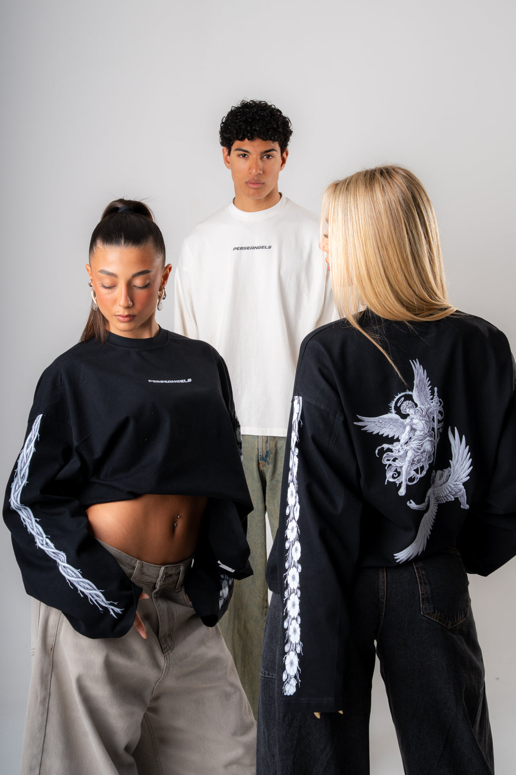 Longsleeve Cropped "EUPHORIA" White and Black